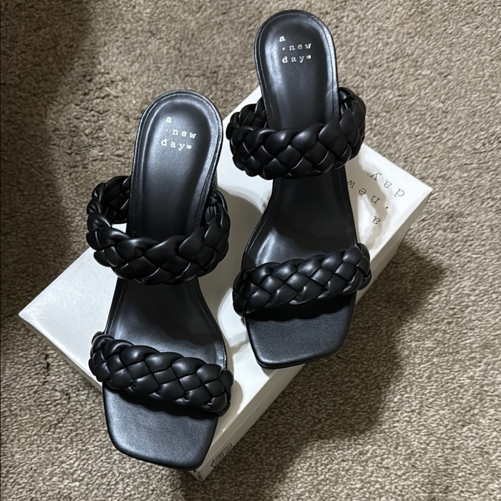 A New Day Women's Black Braided Sandals